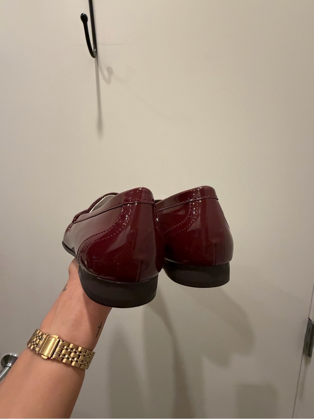 Zara Women's Burgundy Patent Penny Loafers - Picture 4 of 5